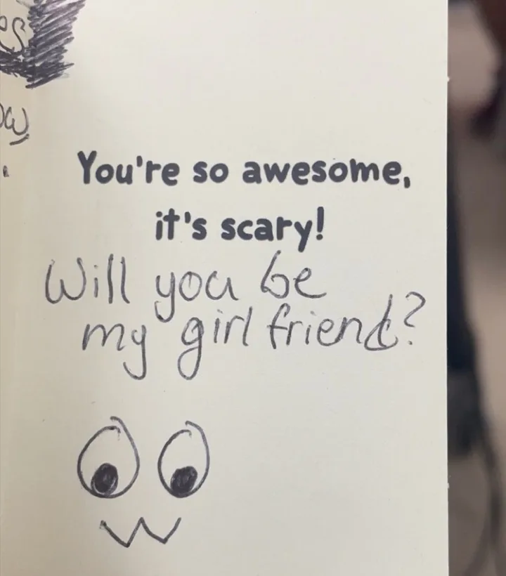The letter Edwin gave Grace asking her to be his girlfriend