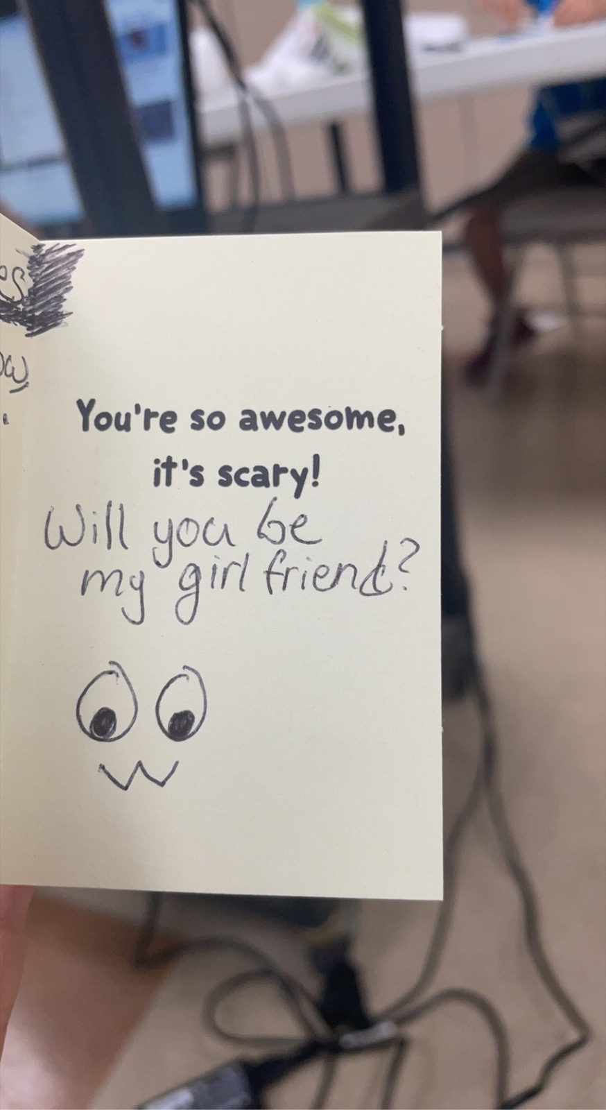 The letter Edwin gave Grace asking her to be his girlfriend